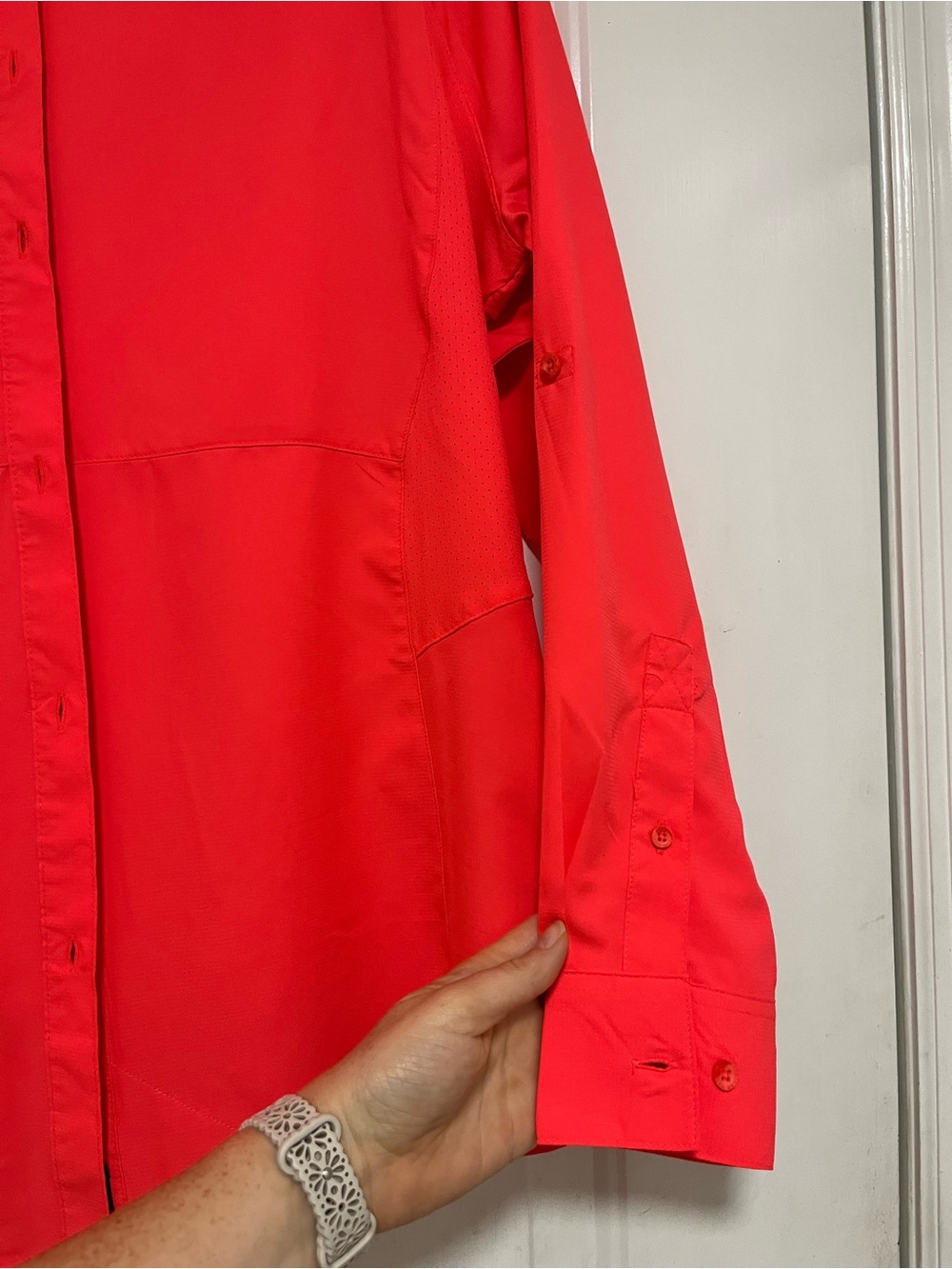 Magellan Outdoors Bright Red Roll-Tab Long Sleeve Performance Shirt Large - Picture 6 of 12